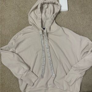 Express Rhinestone Sweat Set - Cream Hoodie and Sweats - Size Small